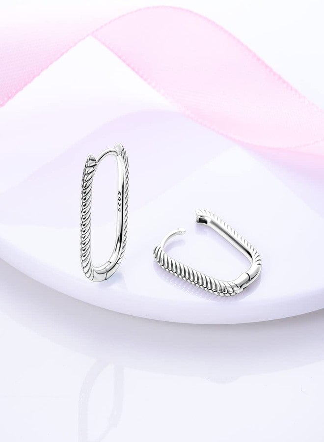 NARMO U-shaped Hoop Earrings for Women 925 Sterling Silver Serpentine Stripe Hoop Earrings Simple U Shaped Earrings - Image 2